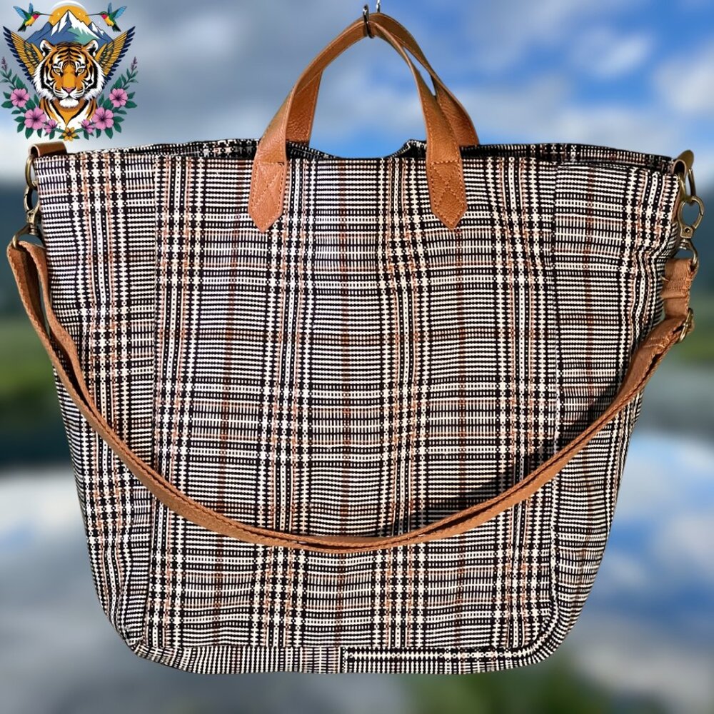 💖Thirty-One: Casual Crossbody Tote, “Plaid About You" Weave NWOT💖